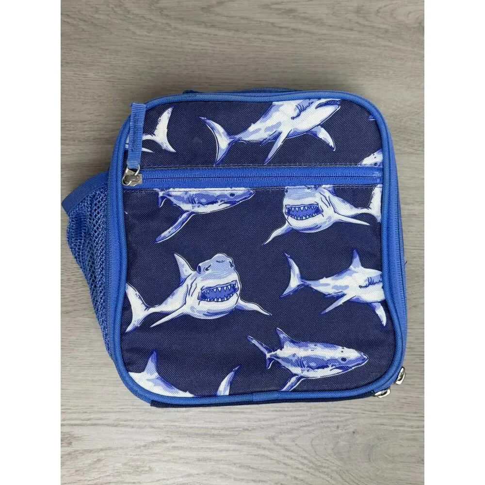 Pottery Barn Kids Mackenzie Blue Sharks Classic Lunch Box Insulated Blue